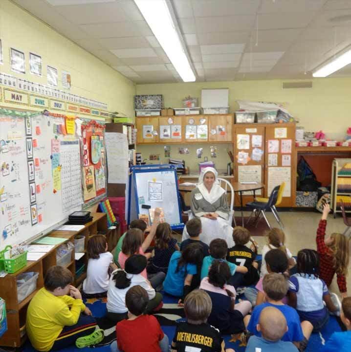 Museum Staff Teaching Students in Classroom 