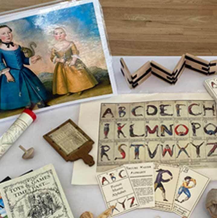 Old Toys and Cards on a Table