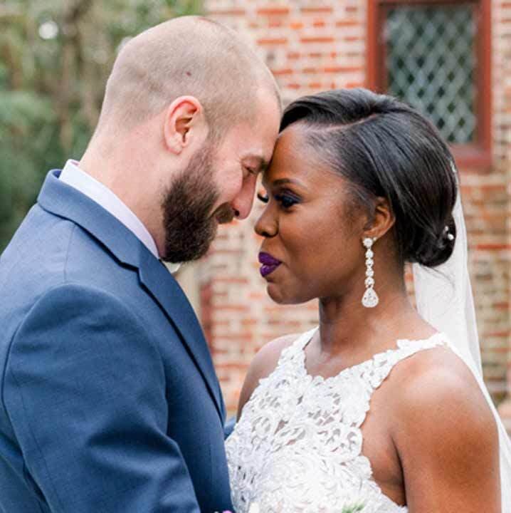 Bride and Groom with Heads Together