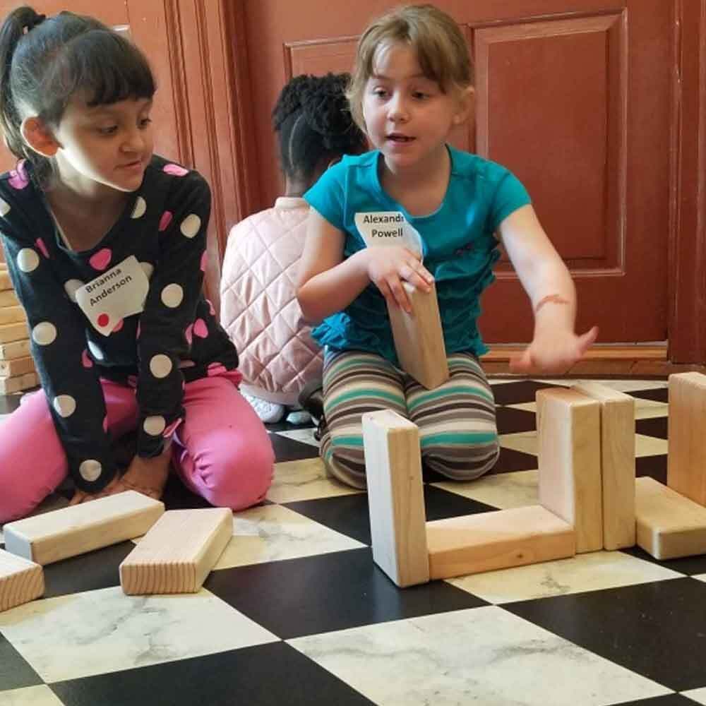 Kids Playing with Wooden Blocks